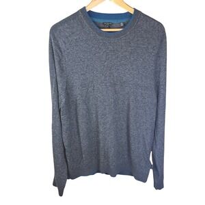 Ted‎ Baker London Mens XXL (6) Wool Crew Neck Sweater Blue Gray Preppy Outdoor